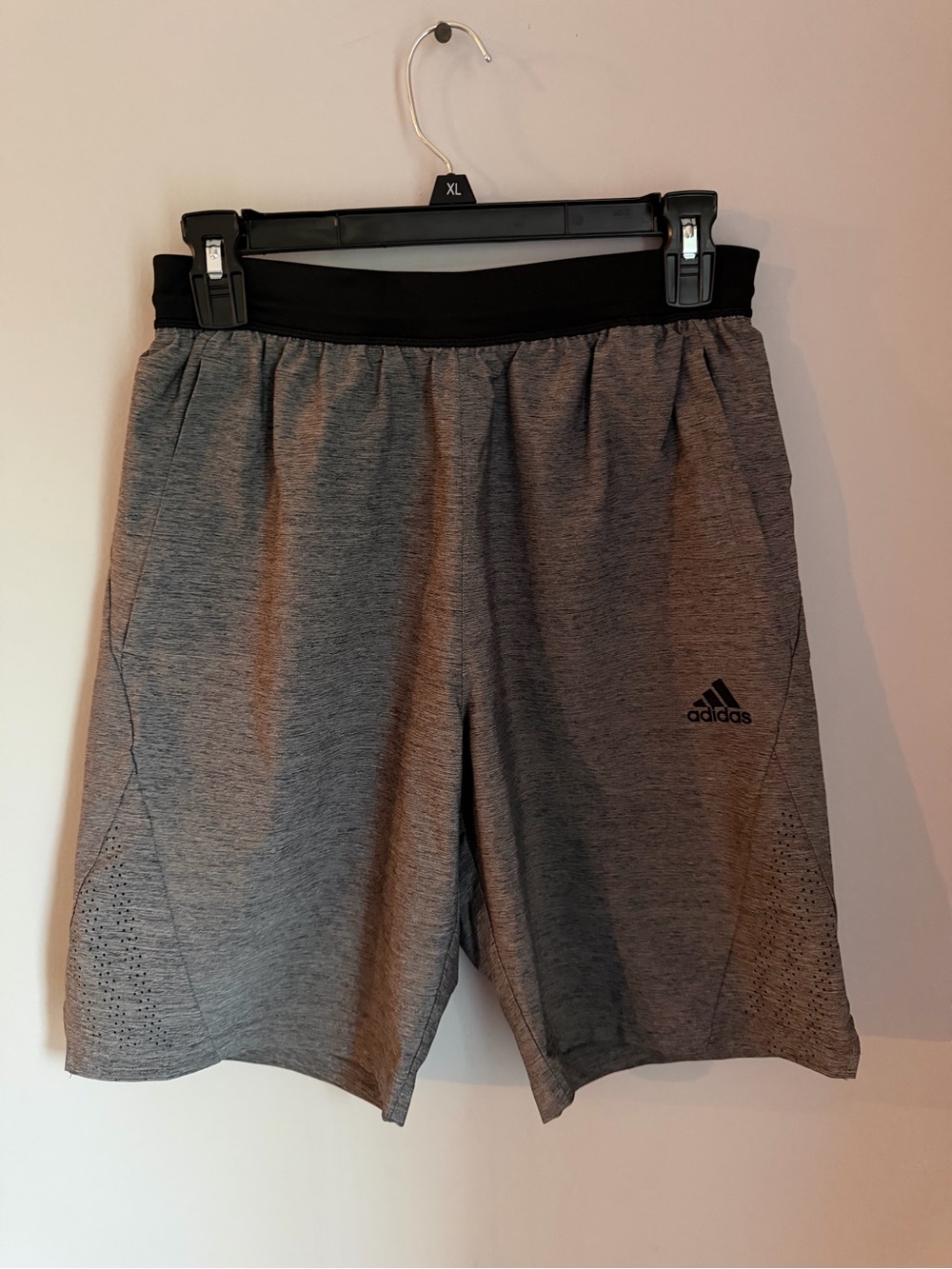Adidas Mens Small Athletic Training Shorts Gray Black Gym Running